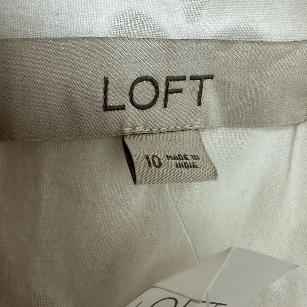 Loft Women's‎ Size 10 Square Neck Eyelet Lace White Mini Dress 100% Cotton New